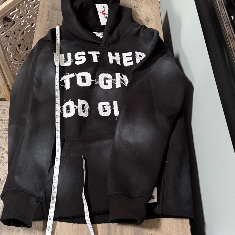 Men's Black Graphic Hoodie with Bold Lettering - Picture 12 of 13